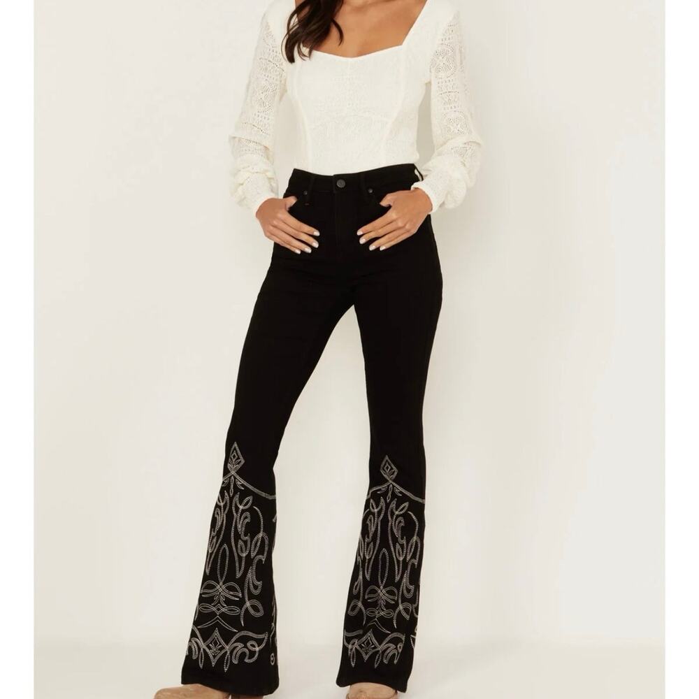 Idyllwind by Miranda Lambert Silver Embroidered Flare Jeans